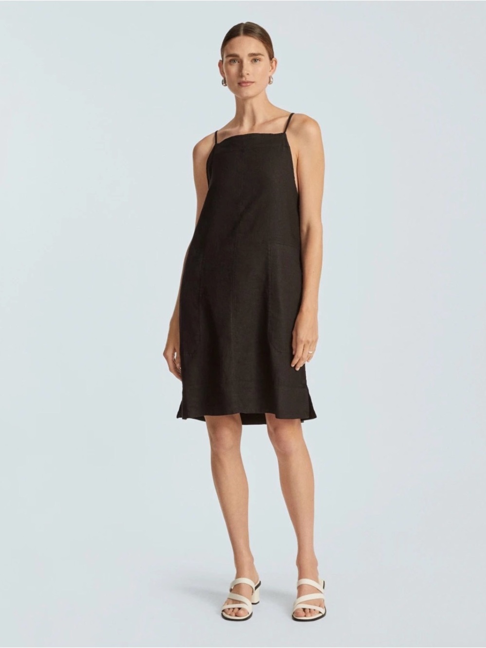Everlane Black Linen Apron Dress